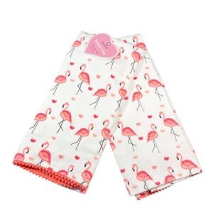 NEW Colordrift VALENTINE HEART & FLAMINGO Kitchen Towel Set/2